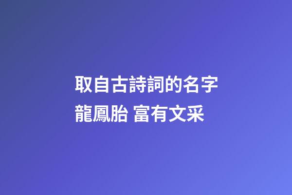 取自古詩詞的名字龍鳳胎 富有文采